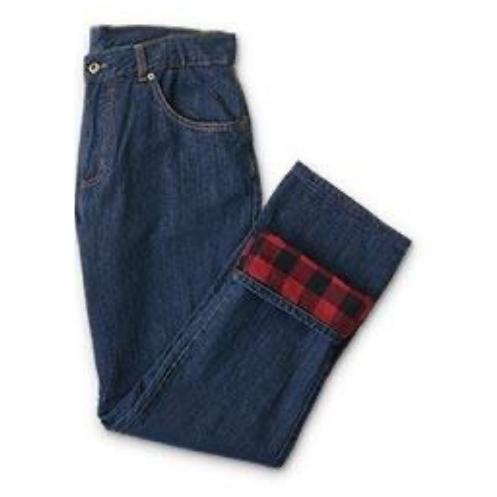Adventuridge Flannel Lined Jeans 38X32 Straight Leg Dark Blue Denim Zip Mens NWT